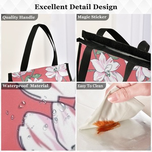 Hawaiian Designer Custom Tropical Flower Designer 6 CANS Pack Reusable Tote Lunch Cooler Bags for Outdoor Picnic School - Product Image 2