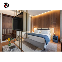 Ensemble de meubles de chambre d'hôtel moderne en bois massif, lit king size, tailles personnalisables, matériaux de qualité E1 pour hôtels 5 étoiles et appartements