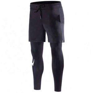 Pantalones deportivos ajustados de dos piezas para hombre, pantalones elásticos de verano de secado rápido para correr - Product Image 6