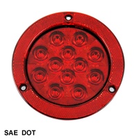 Feu LED rond de 4 pouces Stop/Feu arrière/Clignotant, montage sur bride avec anneau uni, pour camion et remorque, conforme aux normes DOT/SAE/FMVSS108
