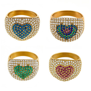 Anillo de Amor Multicolor con Diamantes de Circonio 5A, Acero de Titanio con Baño de Oro de 18k, Resistente a la Decoloración - Product Image 1
