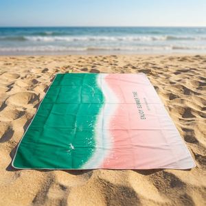 Serviette de plage en microfibre recyclée écologique à séchage rapide avec logo personnalisé et motif fantaisie imprimé pour la baignade et la plage en extérieur - Product Image 3