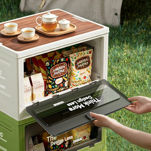 Caja de almacenamiento para camping, organizador de maletero, caja para picnic y camping, banco plegable para coche y tabla de cortar. - Product Image 5