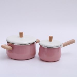 Ensemble <span class=keywords><strong>de</strong></span> casseroles en émail métallique au design minimaliste et d'un savoir-faire exceptionnel, avec poignée en bois, <span class=keywords><strong>ustensiles</strong></span> <span class=keywords><strong>de</strong></span> <span class=keywords><strong>cuisine</strong></span> écologiques <span class=keywords><strong>pour</strong></span> compléments alimentaires <span class=keywords><strong>pour</strong></span> bébés - Product Image 1