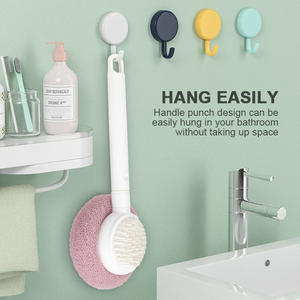 New Style Shower Silicone Body Scrubber Telescópico Long Handle Back Bath Brush 2-em 1 Esfoliação Massagem Dupla Face Scrub - Product Image 4