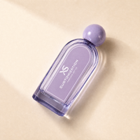 Flacon de parfum dôme à étiquette privée avec bouchon à bille et boîte d'emballage – Bouteilles de vaporisateur de Cologne vides de luxe roses, violettes et bleues
