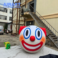 Ballon gonflable tête de clown ronde et mignonne avec nez rouge, modèle gonflable de bouffon souriant de dessin animé pour Halloween, décoration de centre commercial pour enfants et carnaval