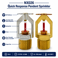 NX026 Arroseur suspendu à réponse rapide, bulbe 3mm K5.6, 1/2 pouce NPT, 135-200F, laiton naturel chromé, OEM