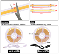Bande lumineuse à LED COB sans tache sombre, 5V USB 3000k, 3,28 pieds, Flexible, haute densité, pour moniteur, rétro-éclairage Ambilight TV K