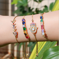Vòng Tay Chuỗi Cầu Vồng Đá Quý Rhinestone Cho Cô Gái Lady Chain & Liên Kết Tennis Bracelet Pulseras Tình Bạn Bracelet
