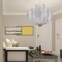 Lustre en maille de designer italien, lampe suspendue LED, fer forgé superposé, luxe moderne pour restaurant, salon, hôtel, villa, salle à manger