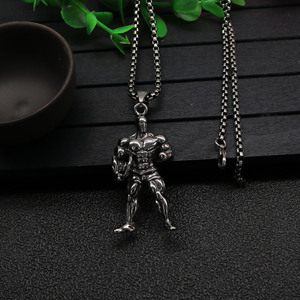 Yunnique – collier avec pendentif de fitness unisexe, en acier inoxydable 316, design de guerrier musclé, bijoux pour hommes et femmes - Product Image 4