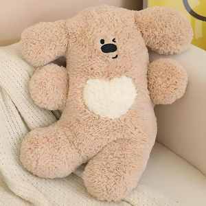 Relleno de algodón de primera calidad Patrón de corazón frontal Encantador cachorro <span class=keywords><strong>feliz</strong></span> Snuggle Juguete de peluche Regalos perfectos Perro de peluche peludo suave personalizado - Product Image 3