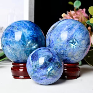 หินมูนสโตนธรรมชาติขัดเงา หินคริสตัลสีฟ้า ทรงกลม สำหรับตกแต่งบ้าน ของขวัญวันอีสเตอร์ ขายส่ง - Product Image 6