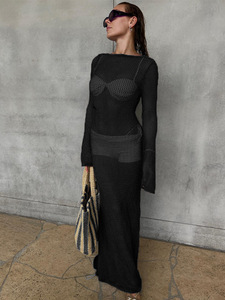King Mcgreen Star Sexy à manches longues évider Crochet tricoté plage couvrir couvertures <span class=keywords><strong>robe</strong></span> de plage vêtements de plage vêtements de plage femme - Product Image 6
