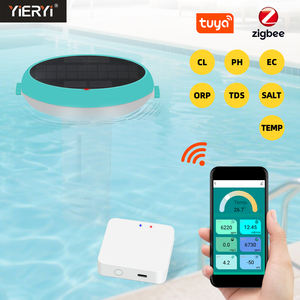 YIERYI YY-1099 7-en-1 Tuya Zigbee Smart Pool Moniteur de qualité de l'eau solaire flottant sans fil <span class=keywords><strong>pH</strong></span> ORP EC TDS SALT CL Testeur de température - Product Image 2