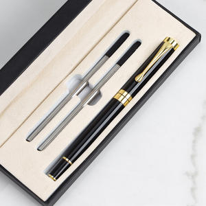 Ensemble de stylos cadeaux en métal de luxe VIP, impression personnalisée du logo, stylo à bille en métal noir et or, stylo roller avec boîte cadeau - Product Image 5