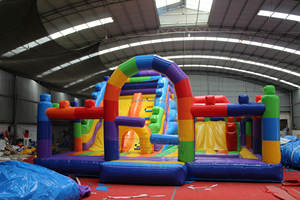 Juego de <span class=keywords><strong>Lego</strong></span> inflable, bloques de construcción, casa de rebote inflable, combo de Tobogán, Castillo de salto inflable para niños - Product Image 5