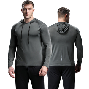Felpe con cappuccio Pullover da uomo magliette da allenamento da corsa ad asciugatura rapida ad alta elasticità maglietta a maniche lunghe da palestra per Fitness compressa sportiva - Product Image 2