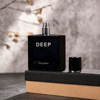Flacon de parfum rectangulaire noir profond en verre, parfum boisé longue durée 100ml pour homme, eau de parfum, logo personnalisé, OEM, vente en gros
