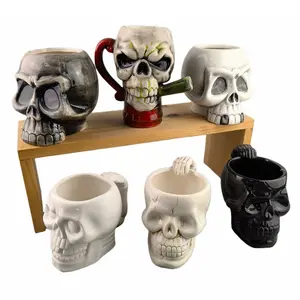 Caneca De Café Fresca Pintada À Mão Personalizado Ghost Head Skeleton Cup para Halloween Açúcar Caneca De Cerveja Em Forma De Cerâmica