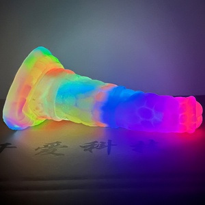 FAAK New 7 Inch Anal Plug Glow in Dark Beast <b>Dildo</b> with Strong Suction Luminous Soft Silicone alien <b>Dildo</b> for Women - Product Image 3