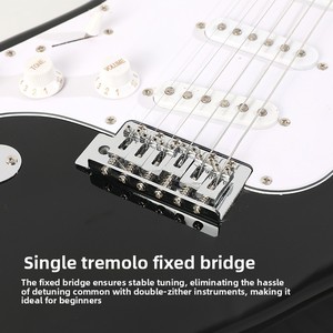 Sınır Ötesi 39 inç Sol El Elektrik Gitarı Gül Ağacı Klavye Paulownia Ahşap Tek Tremolo Kolu ST Serisi Set Profesyonel - Product Image 2