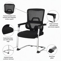 Chaise de conférence en maille Design Forward avec support lombaire trapézoïdal et base chromée pour salle de réunion et de formation