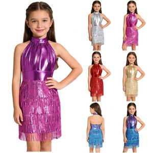 Vestido Metálico Brillante para Niñas de 6 a 16 Años, Vestido Tubo con Lentejuelas y Borlas para Baile, Prácticas, Graduaciones, Actuaciones en Escenario y Fiestas - Product Image 1