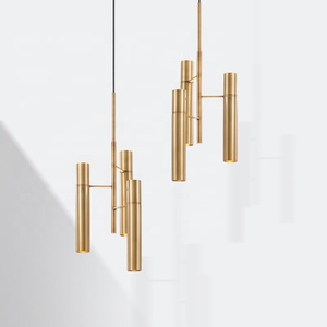 Cylinder <strong>Copper</strong> G9 Pendant Hanging Long <strong>Lamp</strong> Gold Decoration Tube Pendant Indoor Interior Decoration Design Restaurant Lighting - Product Image 2
