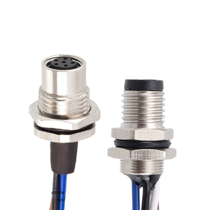 Connecteur droit en métal M8 à 3, 4, 5, 6, 8 broches, étanche, à montage sur panneau, avec câble électrique de 30 cm - Product Image 1