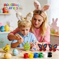 Kit de Pâte à Modeler à Séchage à l'Air Thème Pâques, Kit de Fabrication de Pendentifs et Porte-clés DIY, Non Toxique, Sans Cuisson, Sûr pour les Enfants, Jouet Éducatif, Cadeau pour Enfants 3 ans et plus