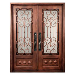 Double portes d'entrée extérieure, pièce en fer forgé en cuivre forgé, pour porte de villa - Product Image 1