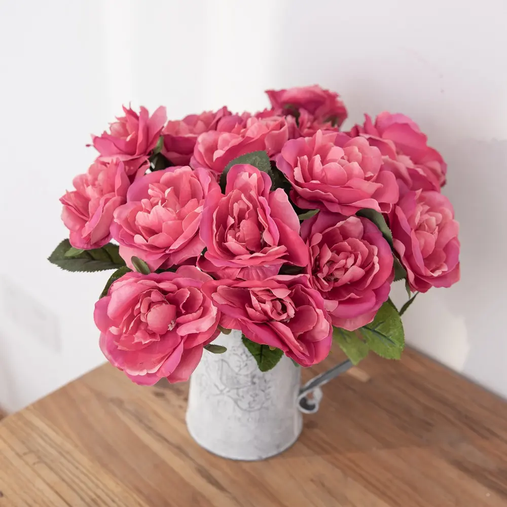 घर की शादी की सजावट के लिए उच्च गुणवत्ता वाले कृत्रिम रेशम एकल तने वाला गुलाब का फूल HQ2-F99423