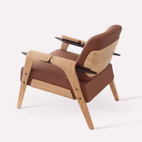 Fauteuil scandinave de style mid-century, structure en bois massif, tissu rembourré, chaise longue pour salon, appartement, hôtel, maison