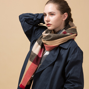 Bufanda Larga de Lana a Cuadros para Mujer, Reversible, Accesorio de Moda Otoño-Invierno para Uso Diario - Product Image 1