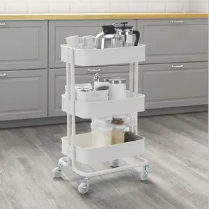 Nordic Full Metal White Color 3-Tier Raskog Utility Cart