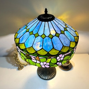 LongHuiJing Mediterranean Dome Table Lamp 23Inch High E26 Stained Glass Lampshade AC Simple <b>Decorative</b> Living Room Bedroom - Product Image 4