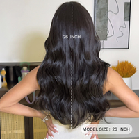 Perruque synthétique noire bouclée de 26 pouces avec frange, effet mat, pour femme, cheveux longs et bouclés, aspect naturel