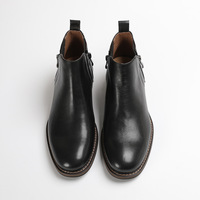 Bottes Chelsea rétro d'hiver britanniques pour hommes, cuir véritable, respirantes, fermeture éclair tendance, marque tendance, confortables, solides, pour le bureau
