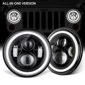 2007-2014 Wrangler JK far 7 "yuvarlak led jeep için far