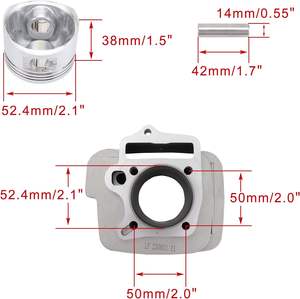 Алюминиевый цилиндр с большим отверстием 52,4 мм с поршневым кольцом для замены <span class=keywords><strong>Lifan</strong></span> 110cc 125cc - Product Image 2