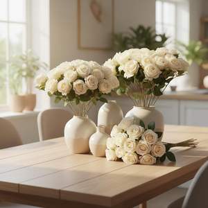 Ramo de Rosas Rosadas Artificiales de 9 Cabezas para Decoración de Bodas - Product Image 4