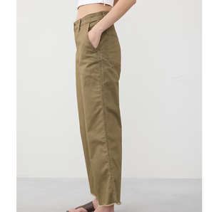 LADY 98% Organic Cotton, 2% Elastane Spandex WIDE-LEG HIGH-RISE <strong>CROPPED</strong> <strong>CHINO</strong> PANTS - Product Image 4