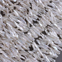 Perles de culture d'eau douce Biwa blanches, qualité AAA, lustre intense, baroque longue et irrégulière, percées au centre, 4-6 x 23-28 mm, perles en vrac