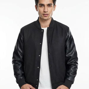 Vestes pour hommes personnalisées et élégantes à prix abordable, veste varsity streetwear ajustable pour hommes avec col montant, veste de baseball - Product Image 1