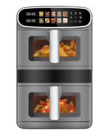 Penjualan Terlaris Desain Baru Oven Penggorengan Udara Digital Bebas Minyak Dua Susun dengan Kapasitas Besar 12L untuk Rumah Tangga