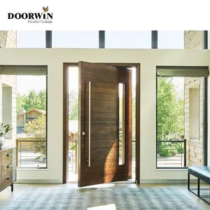 Doorwin Modern Entrance Door Security Front Wood Door For Home And Office And American Style Custom Colours Exterior Entry Door