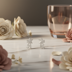 Orecchini E4032 in Oro Bianco con Diamanti Taglio Brillante Rotondo, Eleganti per Uso Quotidiano Femminile - Product Image 2