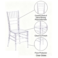 Chaise Chiavari en résine transparente de luxe pour mariage et événements, chaise Chivari en acrylique transparent pour la vente en gros